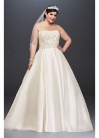 Oleg Cassini Crystal Encrusted Mikado Ball Gown Wedding Dress at Davids Bridal